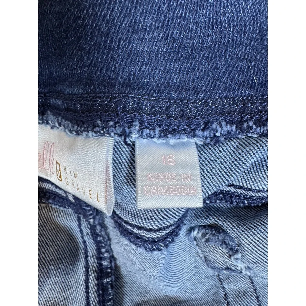 k260. Belle by Kim Gravel Womens Blue Pull On Denim Shorts Dark Wash Size 16